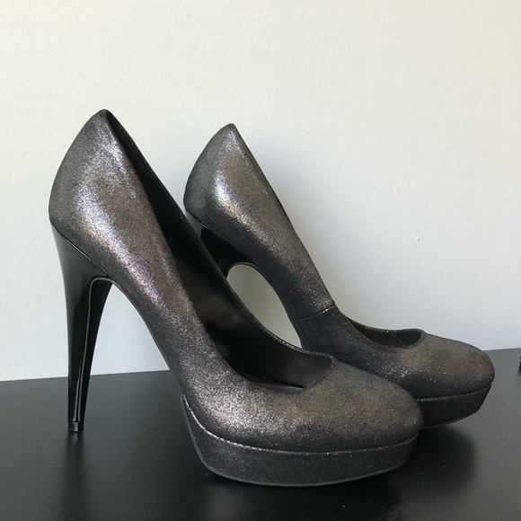 G by Guess Shoes - GUESS black and Silver Metallic Heels NEW!